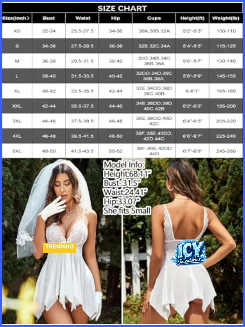 Front Closure Lace Babydoll Chemise Maternity Lingerie Set with G-String